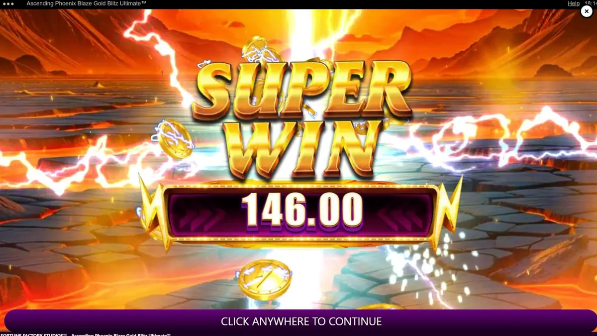 Tampilan visual slot Ascending Phoenix Blaze Gold Blitz Ultimate di layar ponsel pintar
