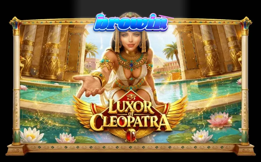 Tampilan layar permainan slot Luxor of Cleopatra dengan latar belakang istana Mesir yang mewah